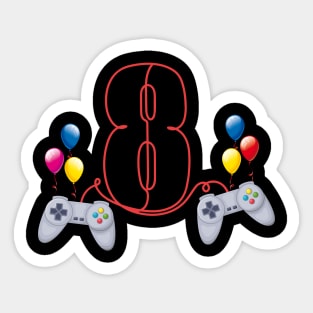 8th Birthday Boy Toddlers Video Gamer Store Sticker